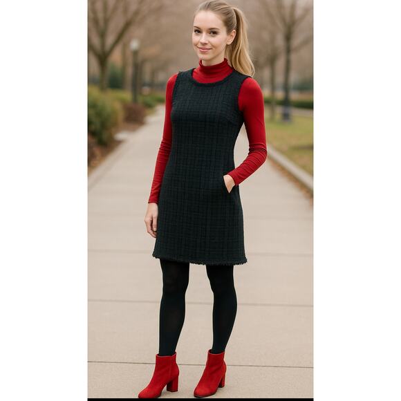 Talbots Black Tweed Sleeveless Shift Dress Size 2 Classic Chic Workwear Elegance - Picture 10 of 10